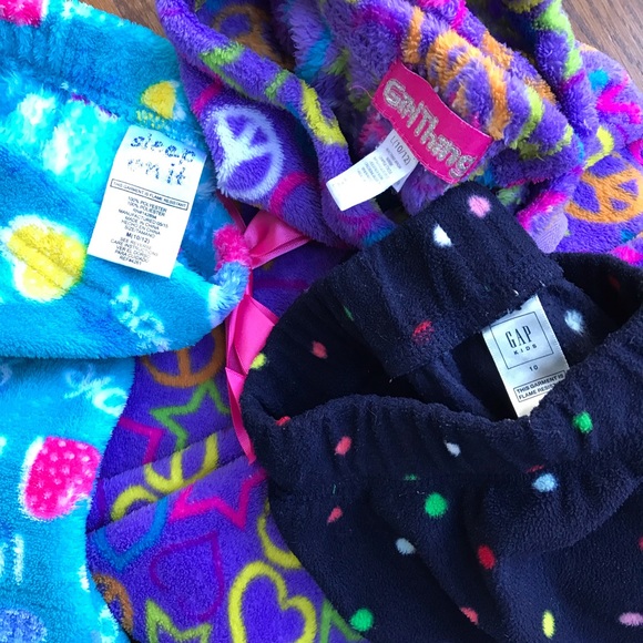 Set of 3 Cute, Warm, Fuzzy Sleep Pants size 10 - Picture 2 of 2